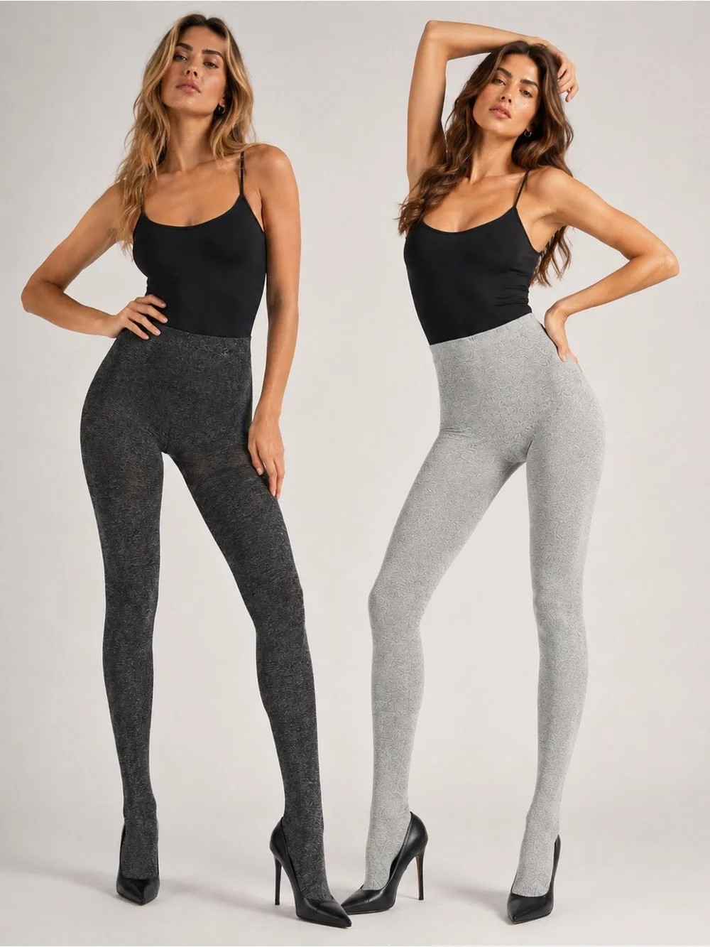 Express Women’s Full Length Tights M/L Charcoal and Gray 92% Nylon NWT